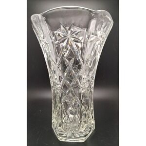 Vintage Hazel Atlas‎ Starburst Pressed Glass Vase 10 in.